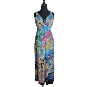 ECI New York paisley Fporal maxi dress wonen's size 10 sleeveless v neck